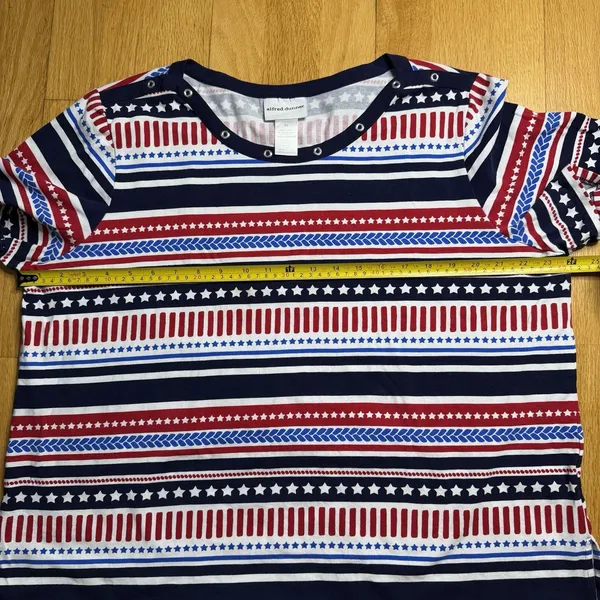 Alfred Dunner Patriotic Americana Top XL Red White Blue Nautical 4th Of July GUC - Image 7