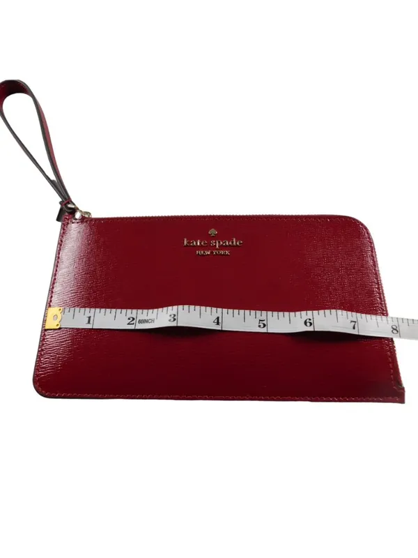Kate Spade Lucy Red Patent Leather Wristlet Gold Zip Pouch NWT - Image 4
