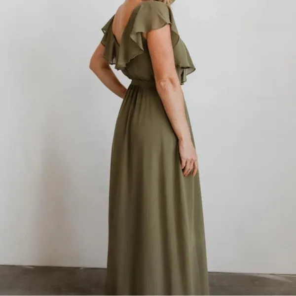 Baltic Born Womens Katya Ruffle Maxi Dress | Dusty Olive In Green XS - Image 5