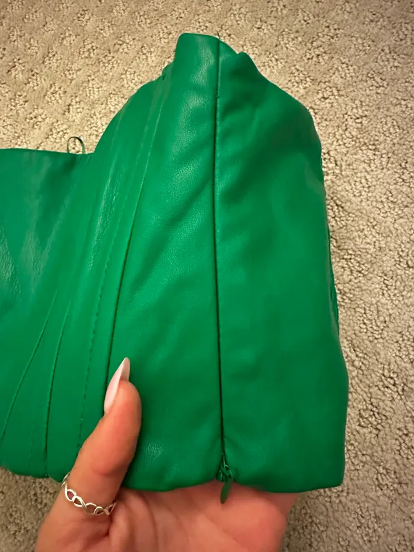 ZARA NWOT green faux leather corset top - Image 6