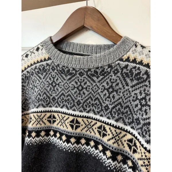 Artesania 1983 Alpaca Fair Isle Sweater XL Nordic Scandi Hand Knit Peru - Image 5