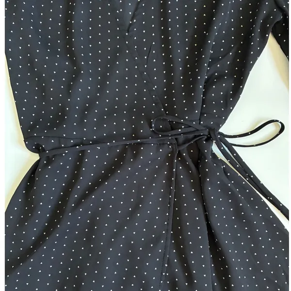 Lulus Farah Black White Triangle Print High Low Wrap‎ Midi Dress S - Image 12