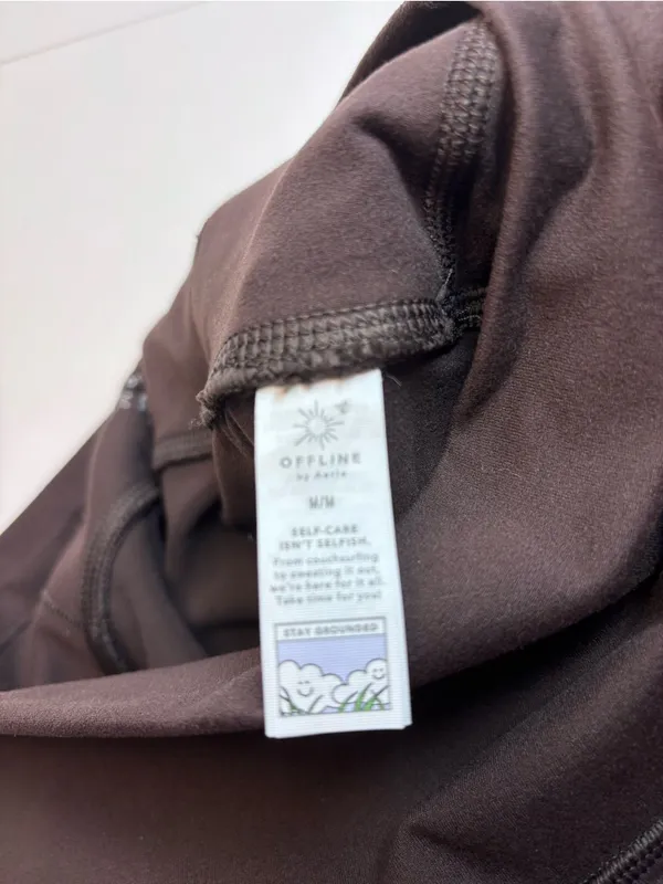 aerie Women’s Dark Brown Offline The Hugger High-Waist Stretch Leggings NWOT M - Image 5