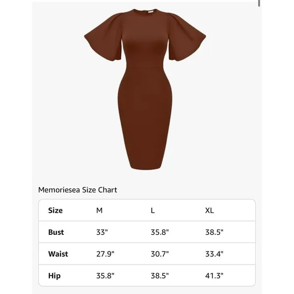 NEW Bodycon Ruffle Flared Short Sleeve Pencil Midi Dress L - Image 4