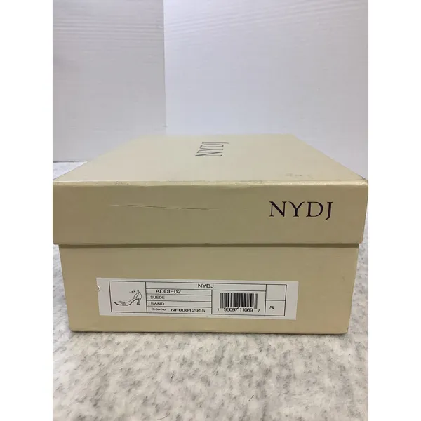 NYDJ Addie02 Sand Suede Heeled Sandals Womens Size‎ 5 Nude Open Toe Kitten Heel - Image 4
