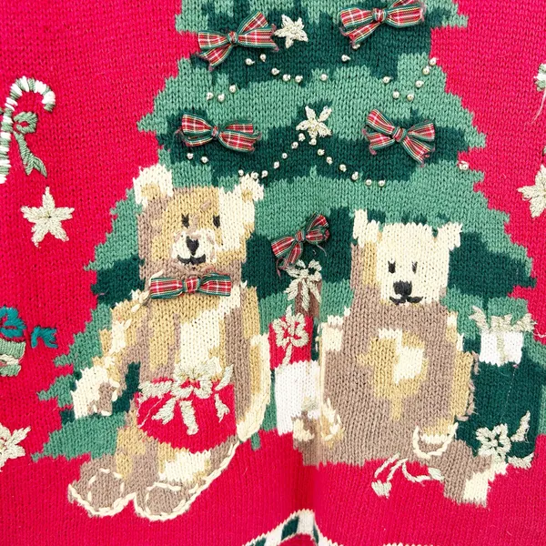 Heirloom Collectibles Women VTG Bear Christmas Tree Ugly Christmas Sweater 12/14 - Image 2