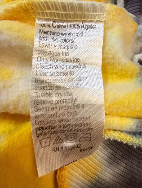 American Vintage Myrtle Beach Tie Dye Sweatshirt Women L Yellow Gray - Image 3