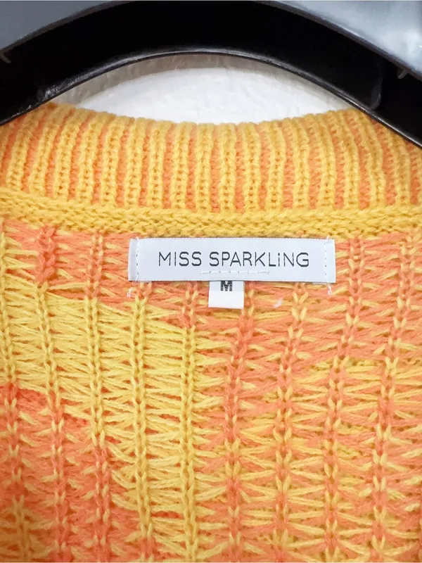 Miss Sparkling Colorblock Leopard Animal Print Oversized Cardigan Sweater Orange - Image 3