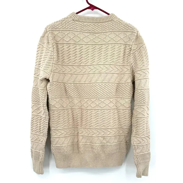 J.Crew Size Medium Long Sleeve Crew Neck Knit Pullover Sweater Tan‎ 100% Cotton - Image 2