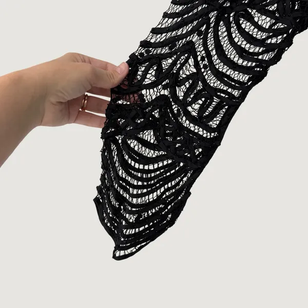 Soulmates Black‎ Crochet Lace Open Front Cardigan Jacket Sheer Boho Long Sleeve - Image 3