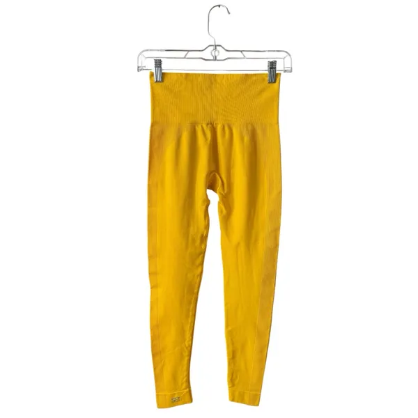SET Active Yellow‎ Seamless Leggings SM High Rise Ribbed Gym Workout - Image 3