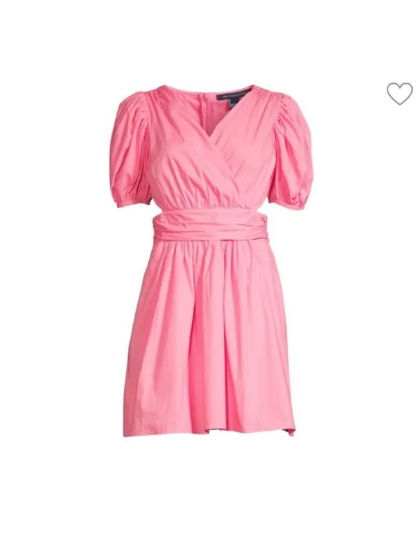 French Connection Rhodes Poplin Vneck Mini Dress Morning Glory Pink Sz 2 - Image 11