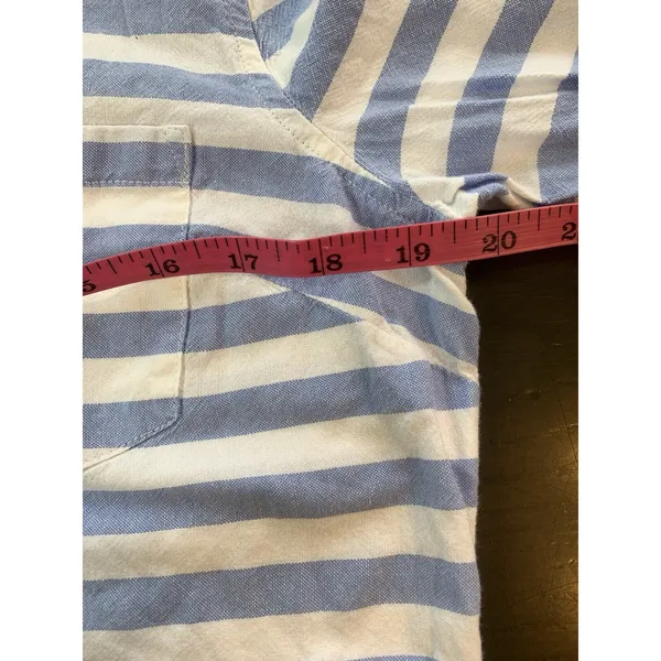 Old Navy Top Womens Medium Blue Striped Oxford‎ Popover Tunic Coastal Preppy - Image 10