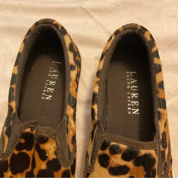 Lauren Ralph Lauren Cedar II Slip On Shoes Womens 6B Leopard Print Calf Hair - Image 3