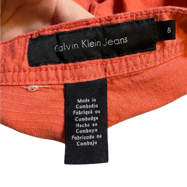 🧡‎ Calvin Klein Orange Utility Flat Front Shorts Size 6 ☀️✨ - Image 3