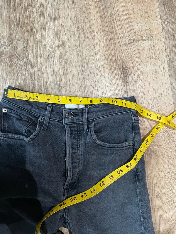 AGOLDE High Rise Skinny Jeans Size 25 Washed Black Button Fly Vintage Fade - Image 7
