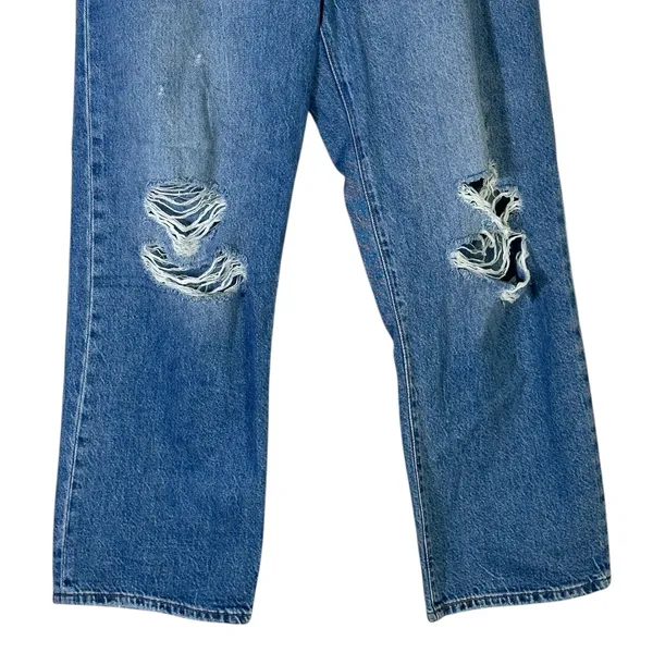 Levi's Ribcage Straight Ankle Jeans Medium Wash High Rise Distressed Size 30 - Image 4