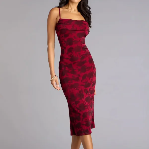 Windsor Red Floral Midi Dress - Image 4