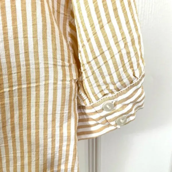 Zara yellow and white striped short sleeve crop top - Image 13