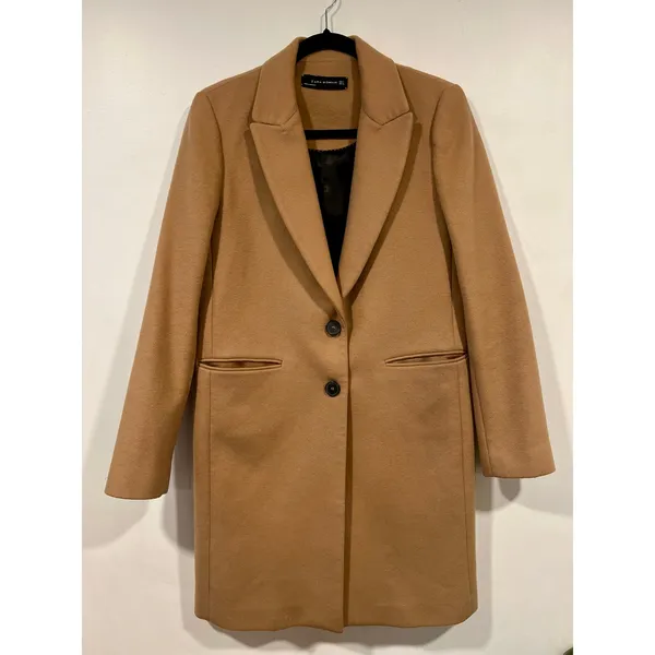 Zara Camel Tan Tailored Longline Coat Blazer Minimalist Chic Small - Image 3
