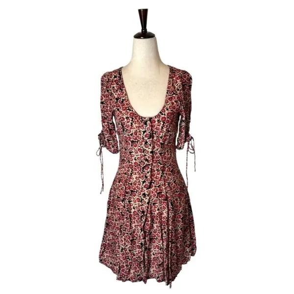 Free People Melanie Dress Women XS Red Floral Mini‎ Boho Cottagecore Festival - Image 3