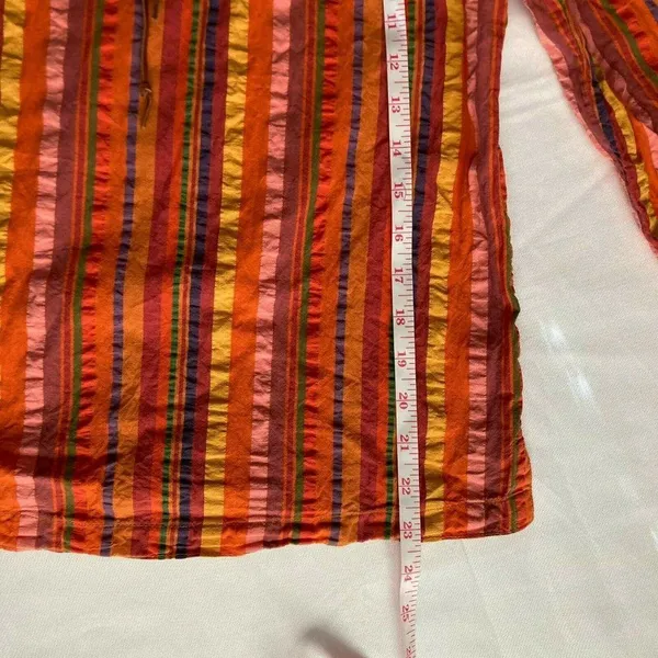 Size 8 Liz Claiborne Striped Popover Long Sleeve Top 70's Boho‎ Style - Image 9