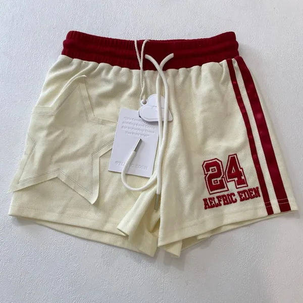 Aelfric Eden Athletic Mesh Shorts XS Cream Red Varsity Y2K NWT - Image 2