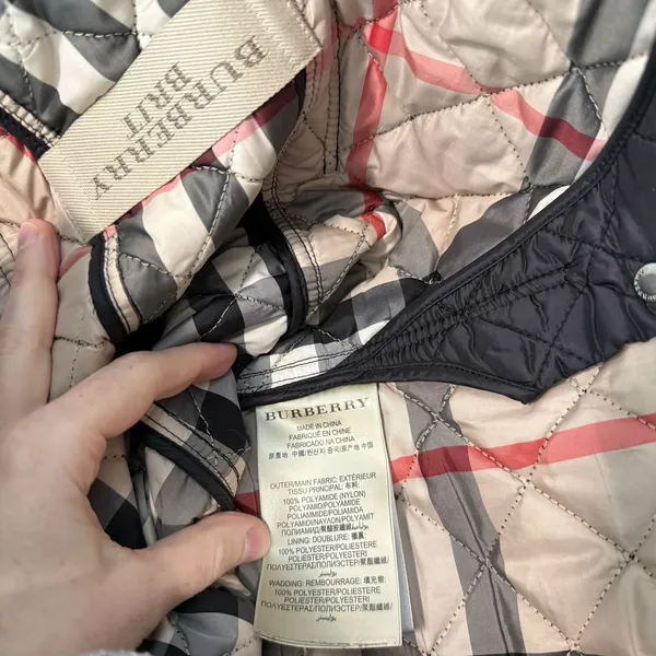 Burberry Brit Kencott Diamond Quilted Black Snap Close Nova Check Lined Jacket‎ - Image 6