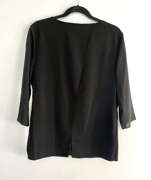 Black 3/4 Sleeve Blouse Top Shirt - Image 2