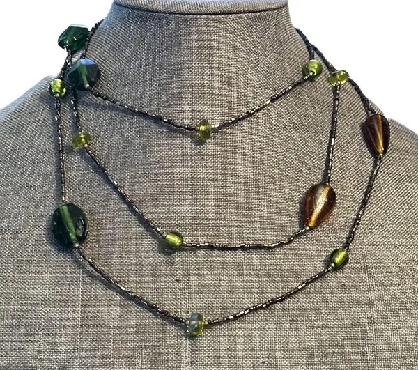 Vintage long glass bead necklace - Image 5