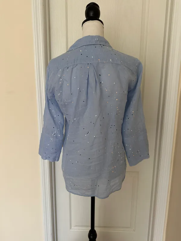 Cloth & Stone by Woman’s Paint-Splattered Linen Buttondown, Sz XS - Image 7