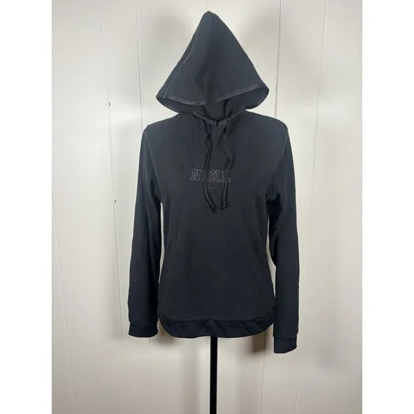 Nike Womens Y2K Black Pullover Hoodie Tonal Logo Fitted‎ NSW center swoosh - Image 2