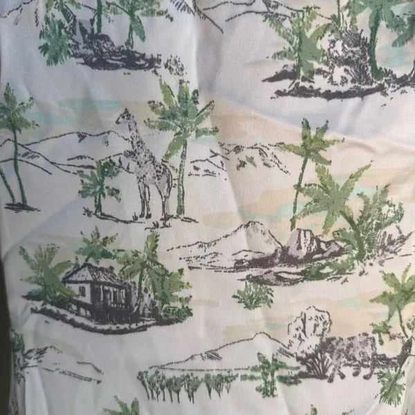 Hippie Rose Y2K animal ‎ ivory Green safari slip Mini Dress satin vacation palm tree boho xl - Image 4