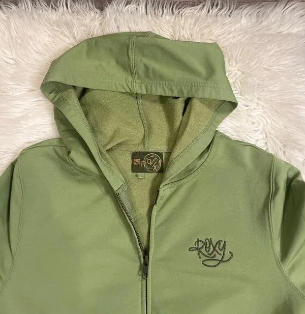 Roxy zip front stretch hooded fitted jacket L - Image 4