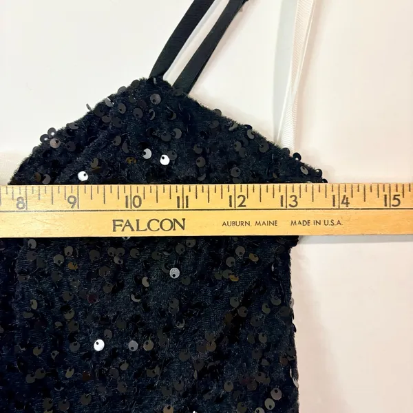 Women’s Velvet Sequin Tiered Mini Dress Black XS Small Party Cocktail - Image 5