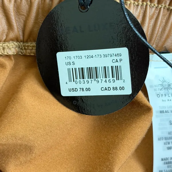 OFFLINE by Aerie Women’s Faux Leather Wide Leg Pull-On Pants Tan Brown Sz S NWT - Image 11