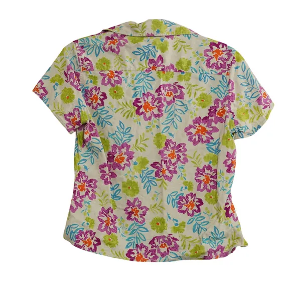 Fieldgear Womens Linen Blend Floral Button Up Shirt Short Sleeve Tropical Small‎ - Image 7