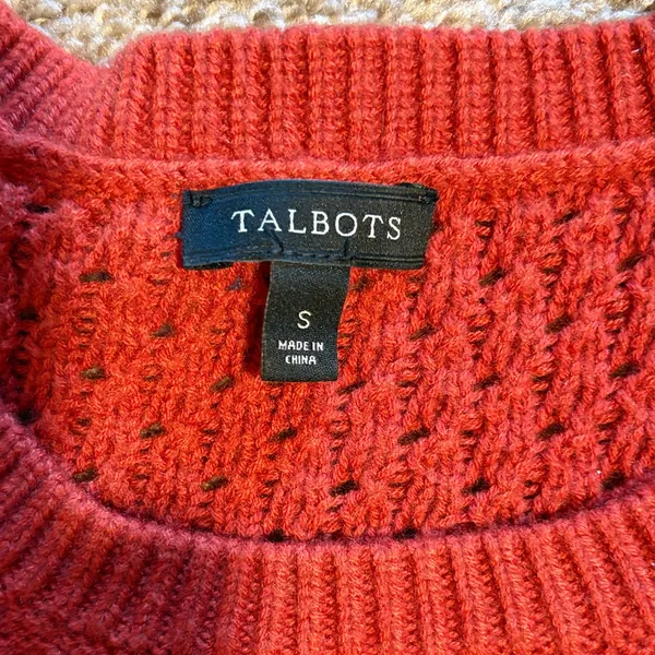 Talbots Lambs wool coral orange sweater NWOT - Image 2