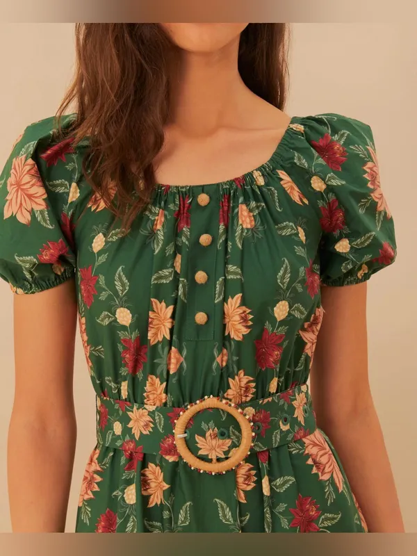 FARM Rio Green Pineapple Garden Organic Cotton Maxi Dress Size M - Image 4