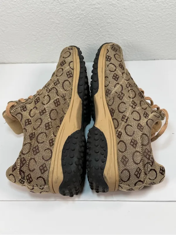 Giovani Studio Sneakers Women Size 9 Beige Brown Monogram Lace Up Casual - Image 7