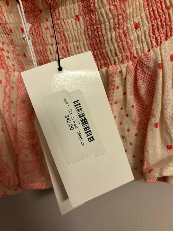 Olivaceous Red and White Linen Top - Image 3