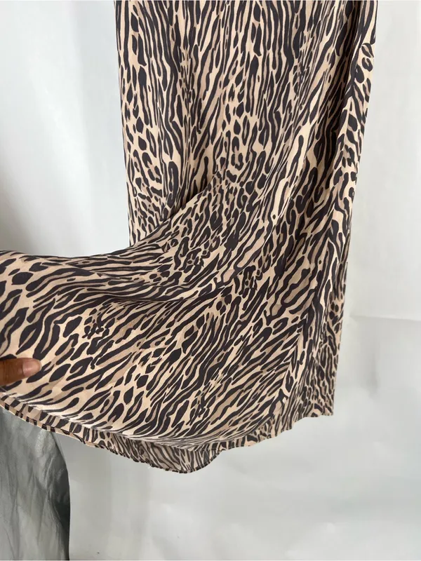 Aritzia Wilfred Cherie Midi Skirt Brown Black Animal Print Size 0 - Image 4