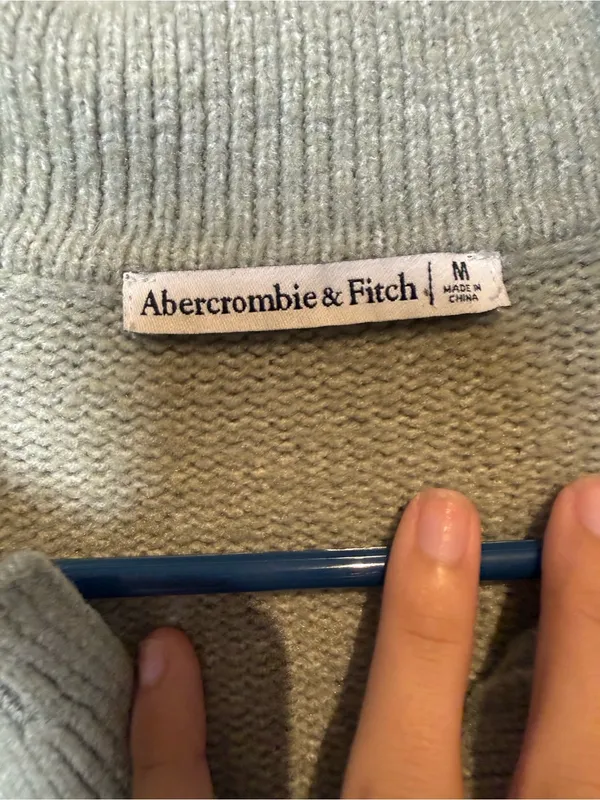 Abercrombie & Fitch Sage Green Polo Knit Pullover - Image 3