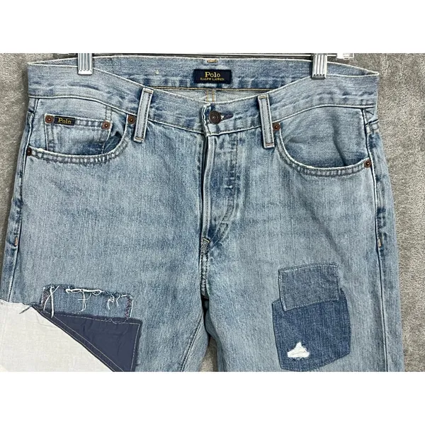 Polo Ralph Lauren Avery Jeans Size 27 High Rise Button Fly Patchwork Ankle - Image 2