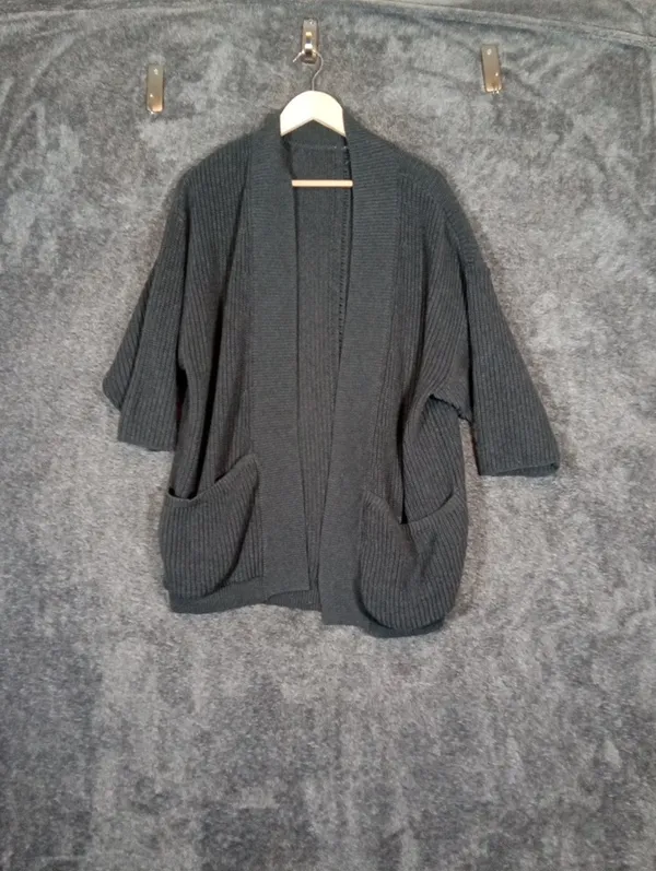 Pact Black Ribbed Open-Front Women's Cardigan Organic Cotton Oversized Xs/S - Image 3
