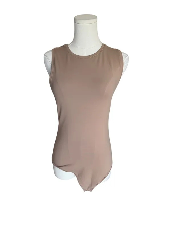 Abercrombie - Soft A&F Sleeveless Bodysuit Taupe Beige Sz M - Image 2