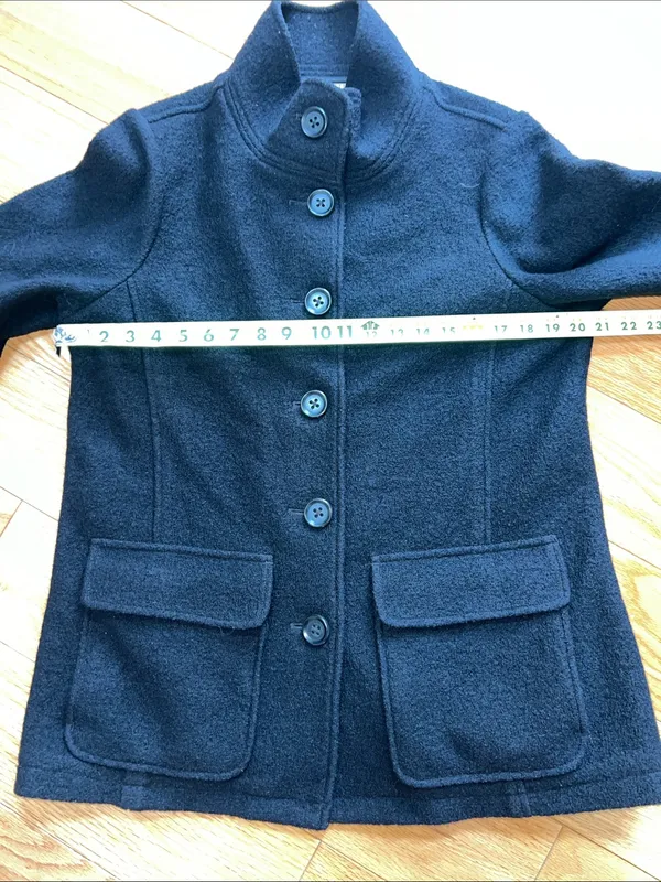 L.L. Bean Black Wool High-Collar Pea Coat with large 2 pockets wardrobe staple - Image 6