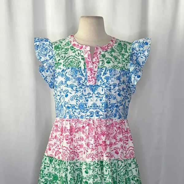 ROLLER‎ RABBIT Aitona Pippa Dress Tiered Tropical Floral Jungle Print Small - Image 3