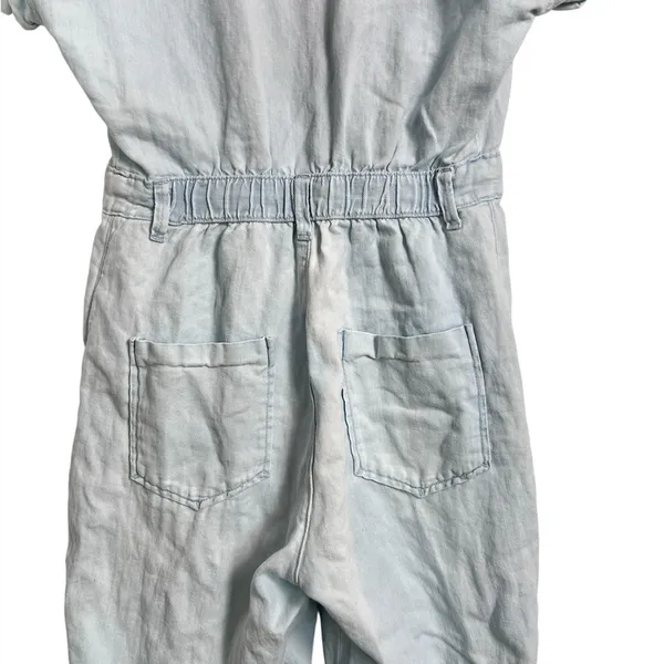 Zara Women’s Blue Denim Cotton‎ Linen Blend Jumpsuit Size Medium - Image 6