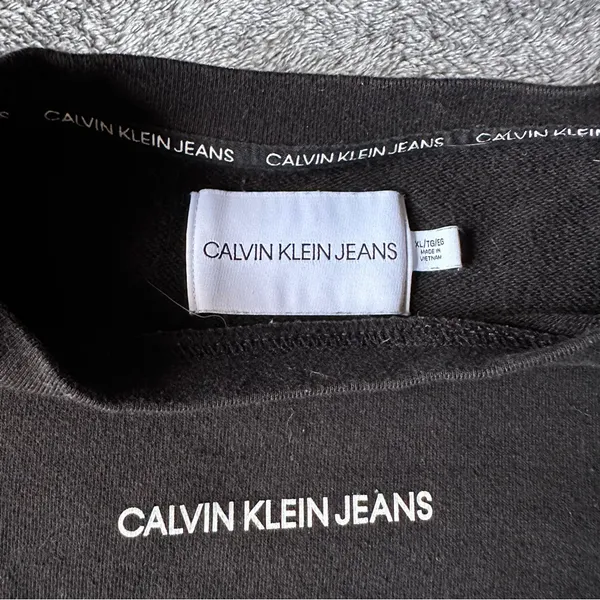 Calvin‎ Klein Black Long Sleeve Pullover Crop Sweatshirt Size XL - Image 4